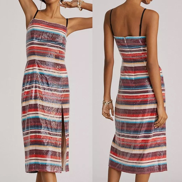 NWT Anthropologie Hutch Sequined Striped Slip Dress Size 6 - Picture 1 of 13